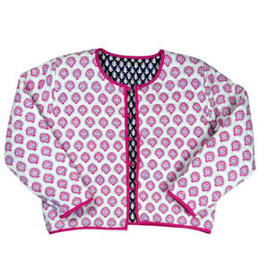 J.Crew x SZ Blockprints Reversible Cotton Quilted Jacket Size Medium Pink Blue